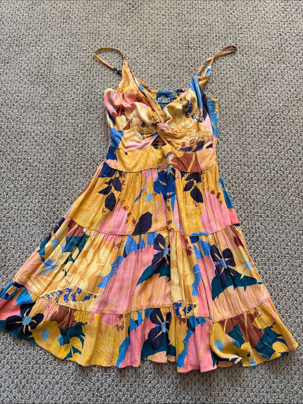 Angie Yellow Blue Pink Floral Rayon Blouse